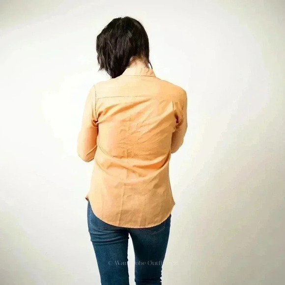 Vintage Sherbet Orange Western Cut Button Up Blouse - Picture 2 of 8